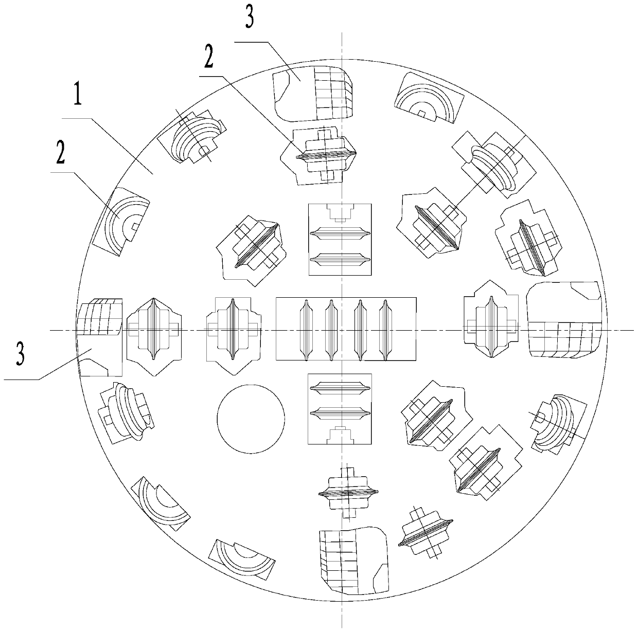 High-pressure water jet double-slit coupling rock breaking tunnel boring machine