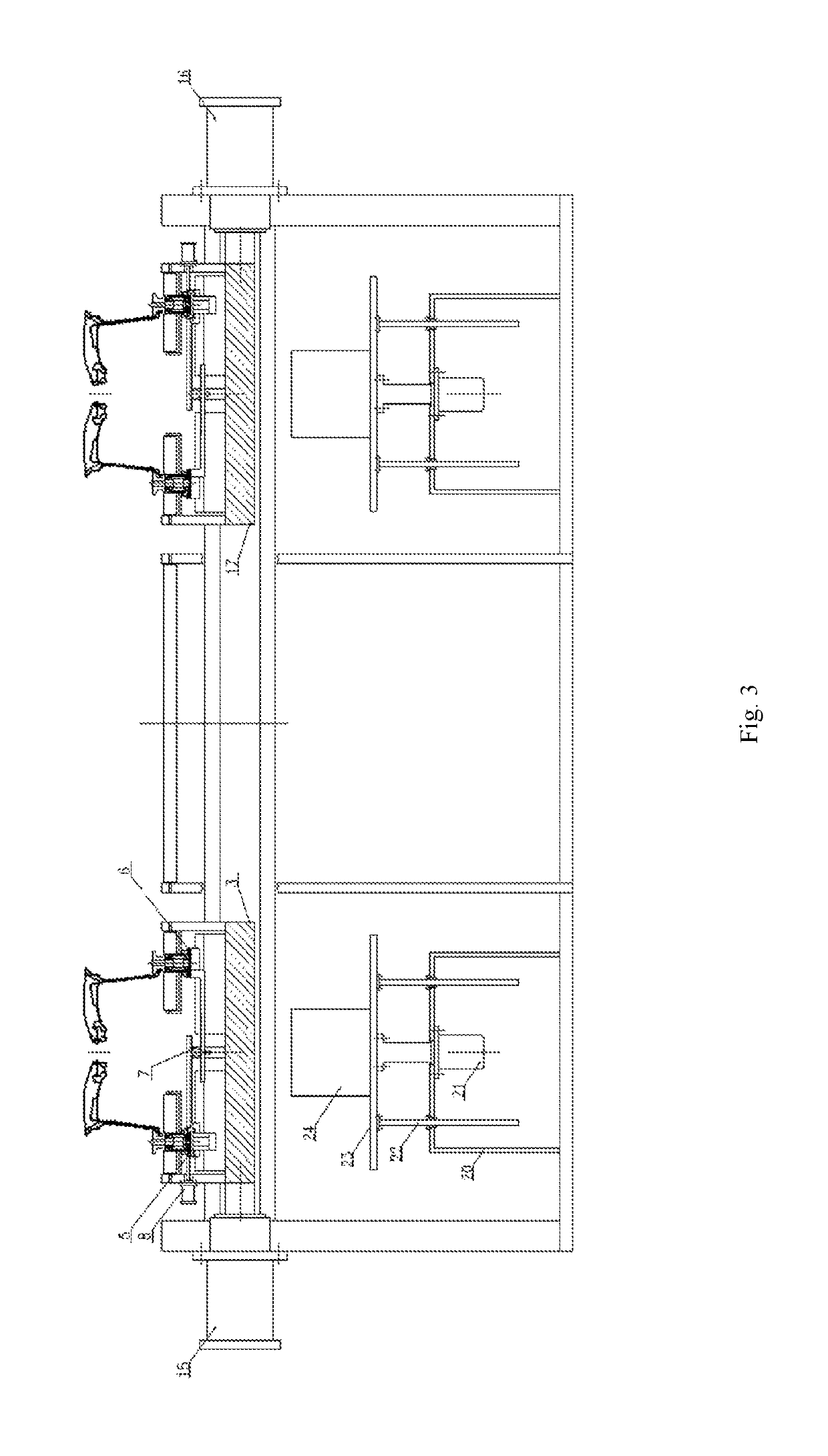 Wheel conveyance device or stations, wheel positioning and clamping system for a printing device