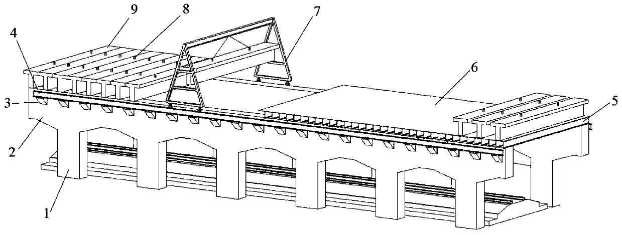 A rapid construction method of T-beams in the shed opening of the upper-span business line in a narrow space