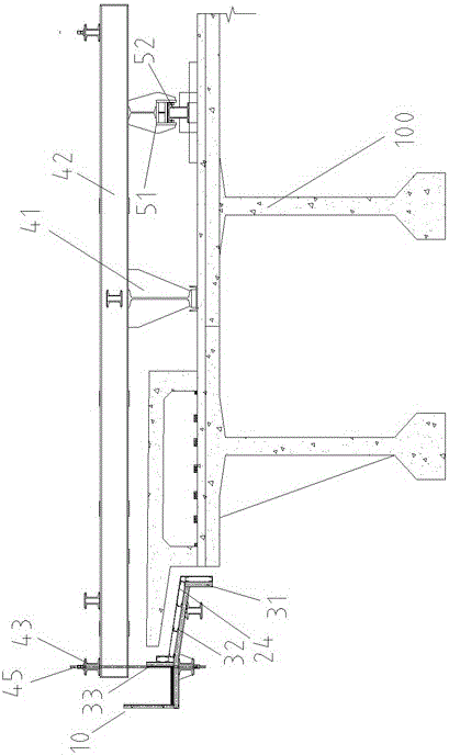 Formwork system of bridge cantilever sidewalk slab and construction method