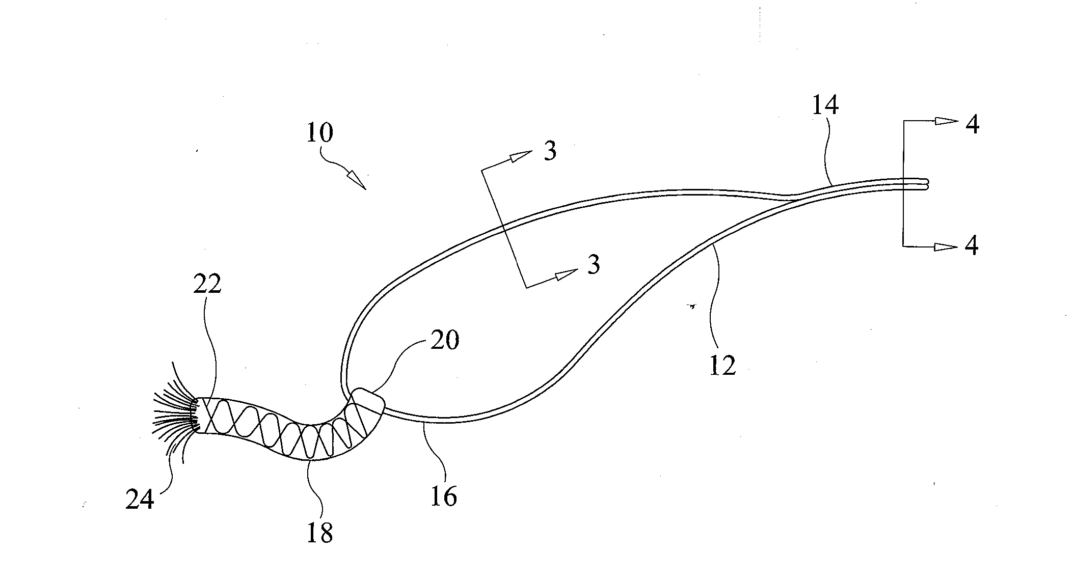 Cleaning device with kite tail swab