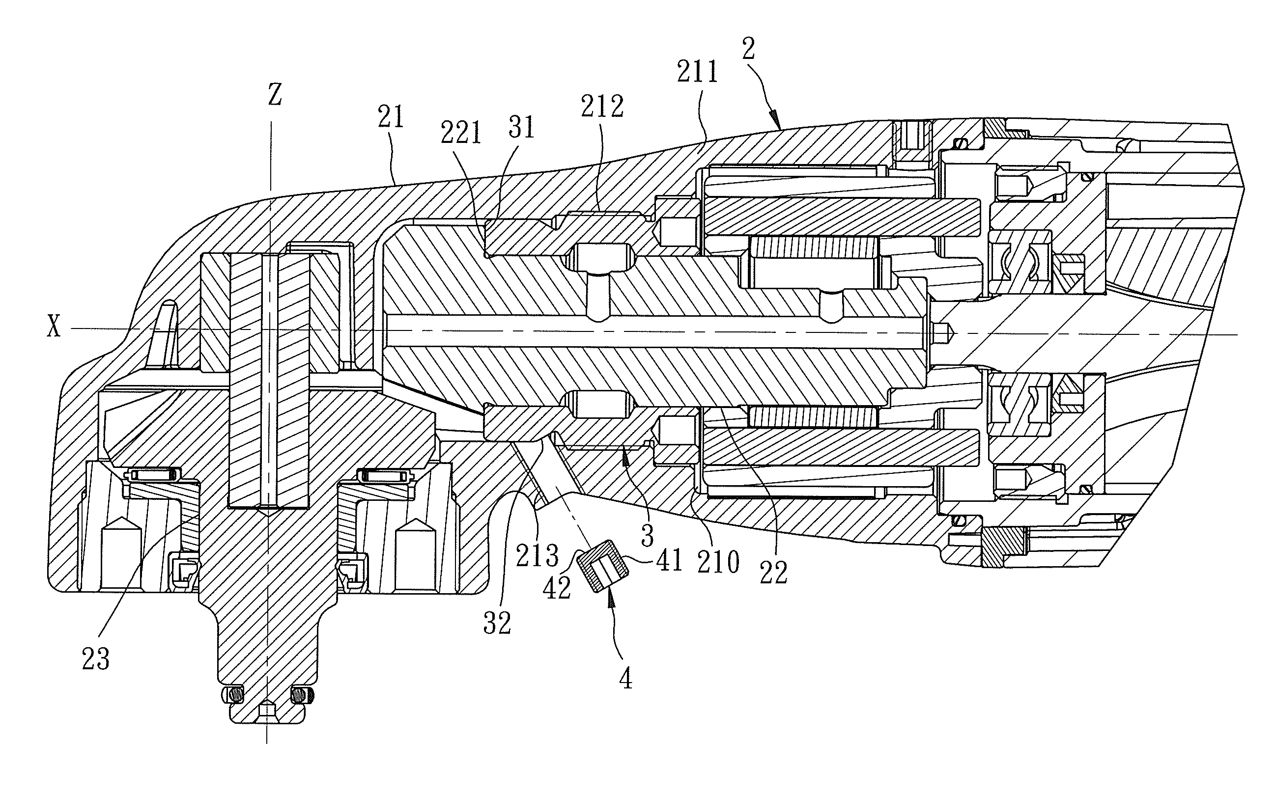 Pneumatic impact tool with a spindle positioning device