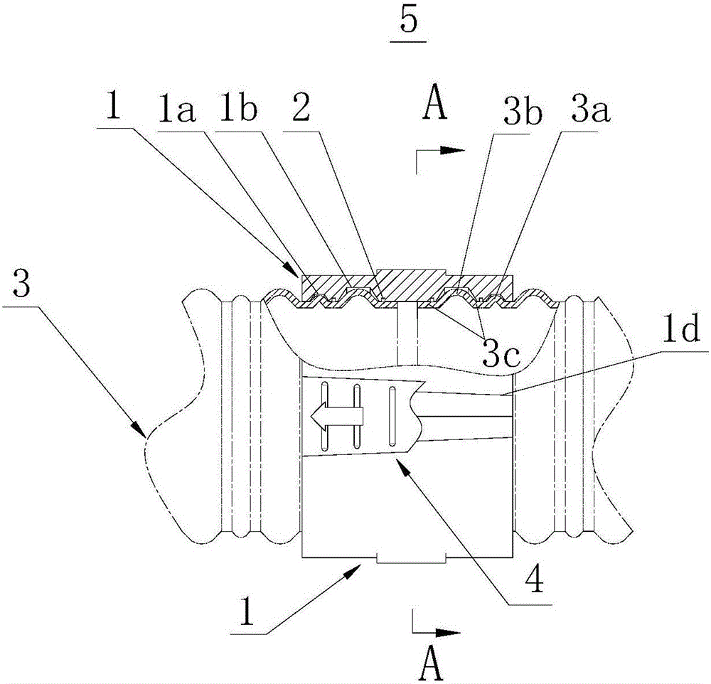 Sealing joint used for connecting bamboo-like prestress plastic pipes and provided with plug boards