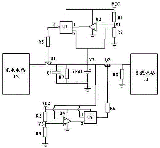 Charge and discharge protective circuit for battery
