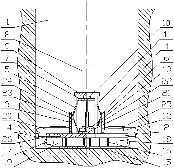 Root key construction device of root type cast-in-place pile