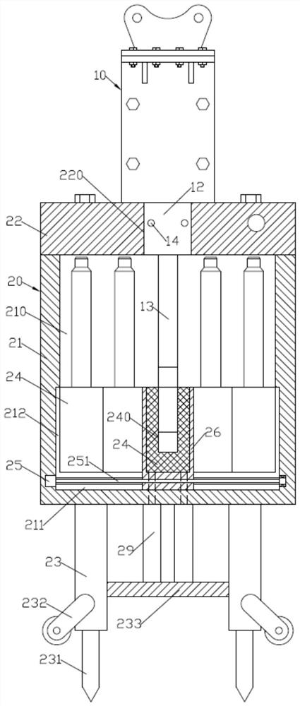 A drill rod storage device for drill rod replacement of a breaking hammer