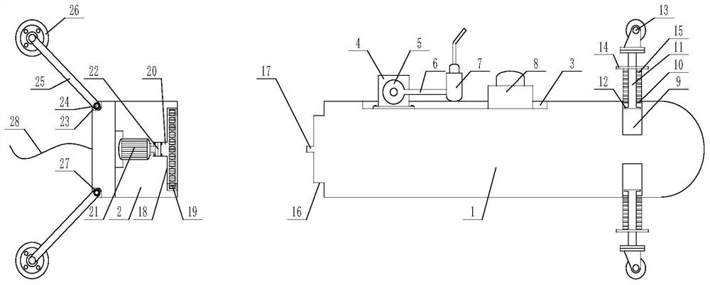 Stretching-in type welding device