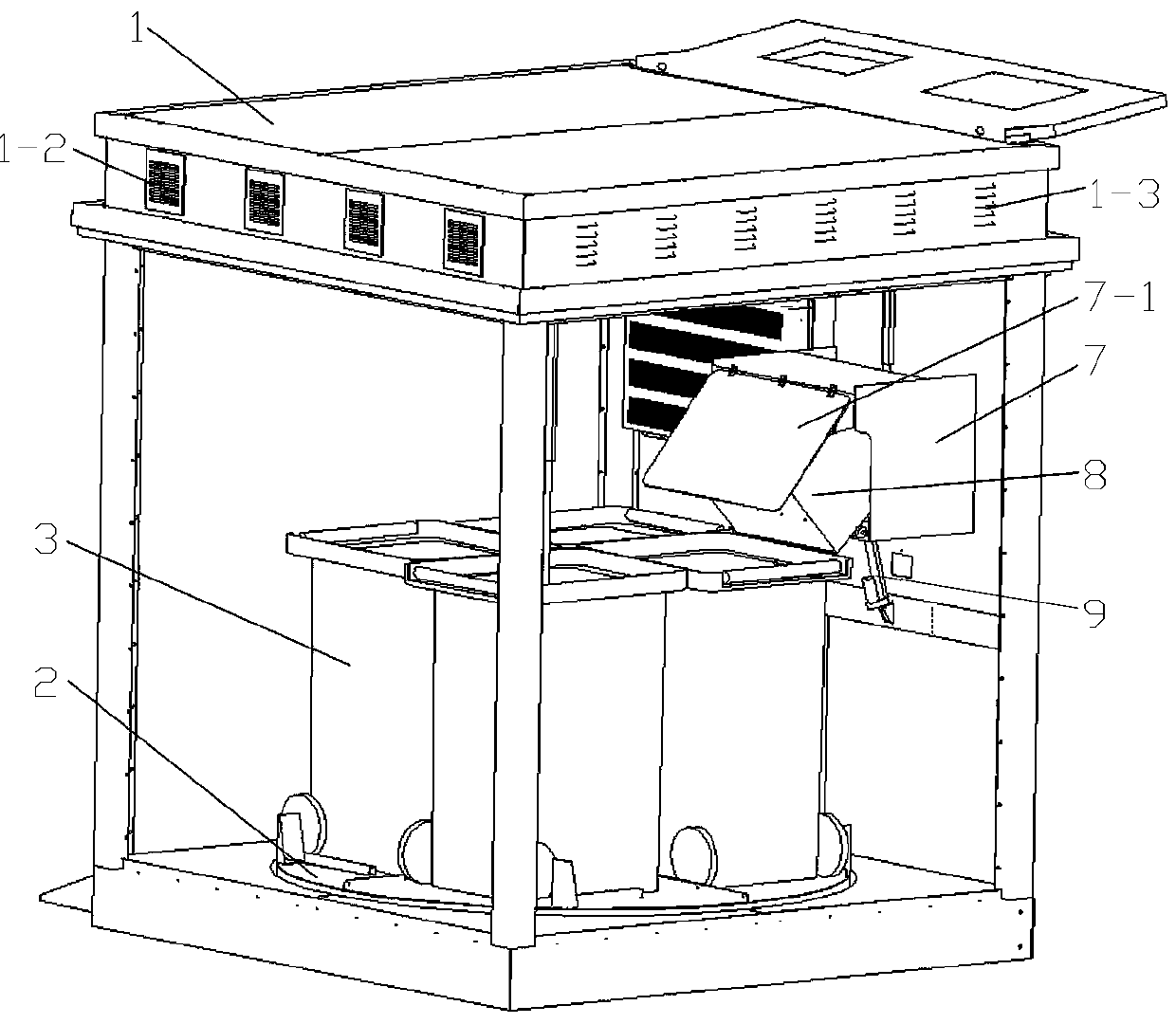 Intelligent garbage chamber with automatic dustbin replacing function