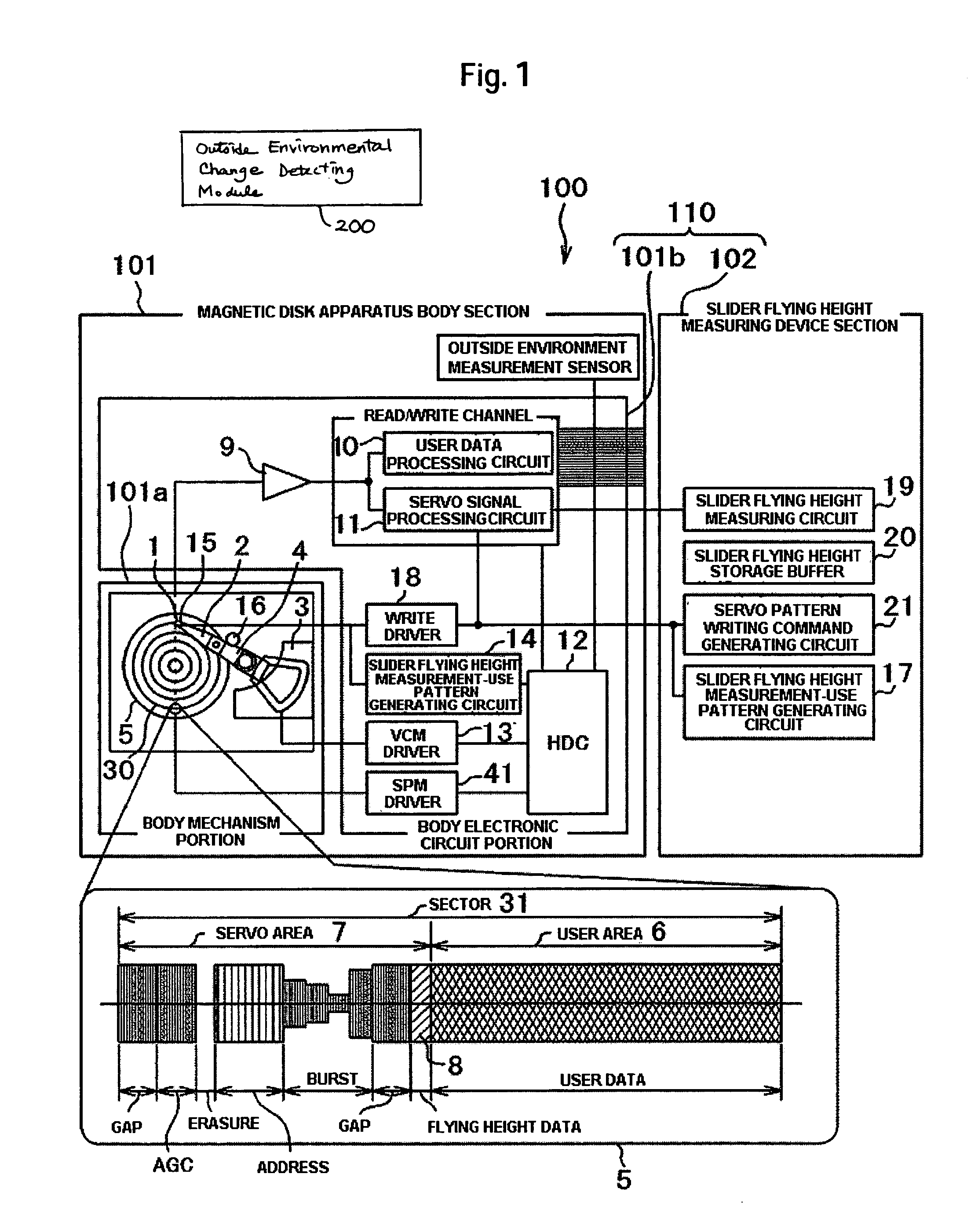 Controlling head flying height in a data storage device