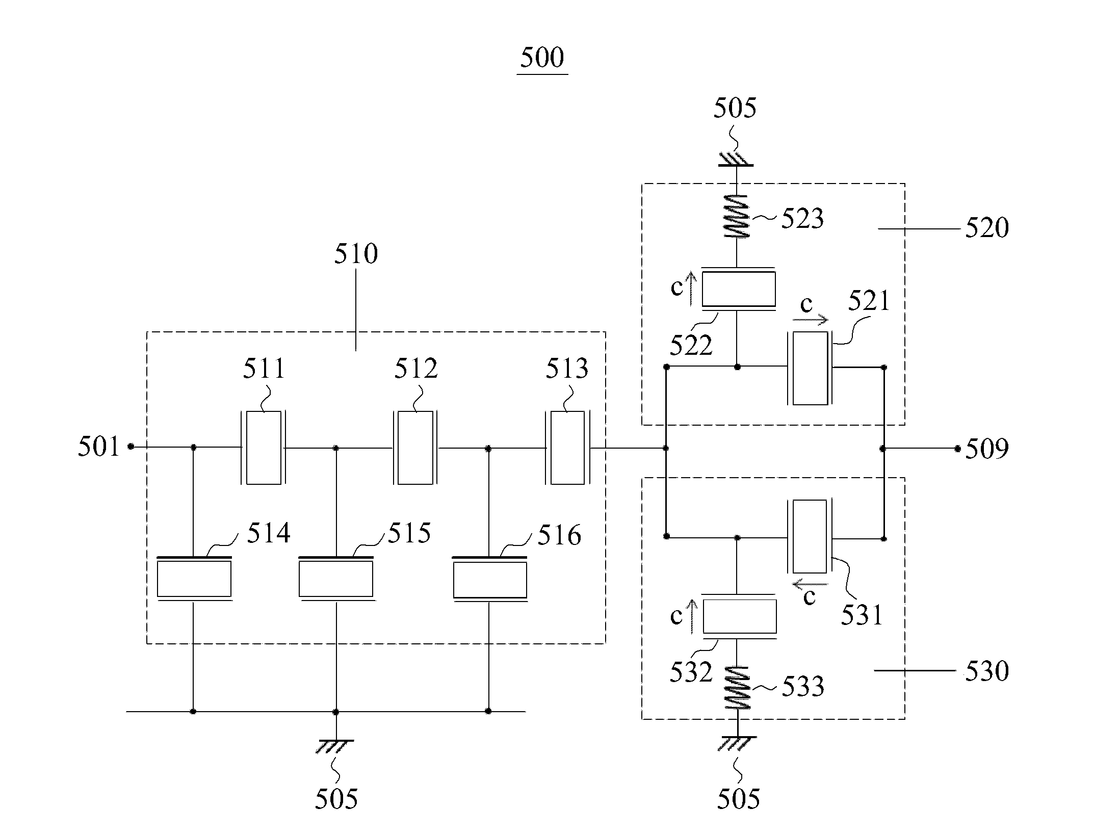 Acoustic filter with suppressed nonlinear characteristics