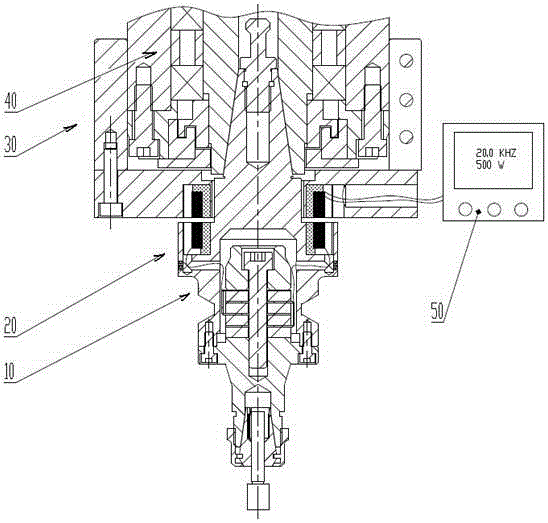 Rotary ultrasonic machining device based on non-contact energy transfer