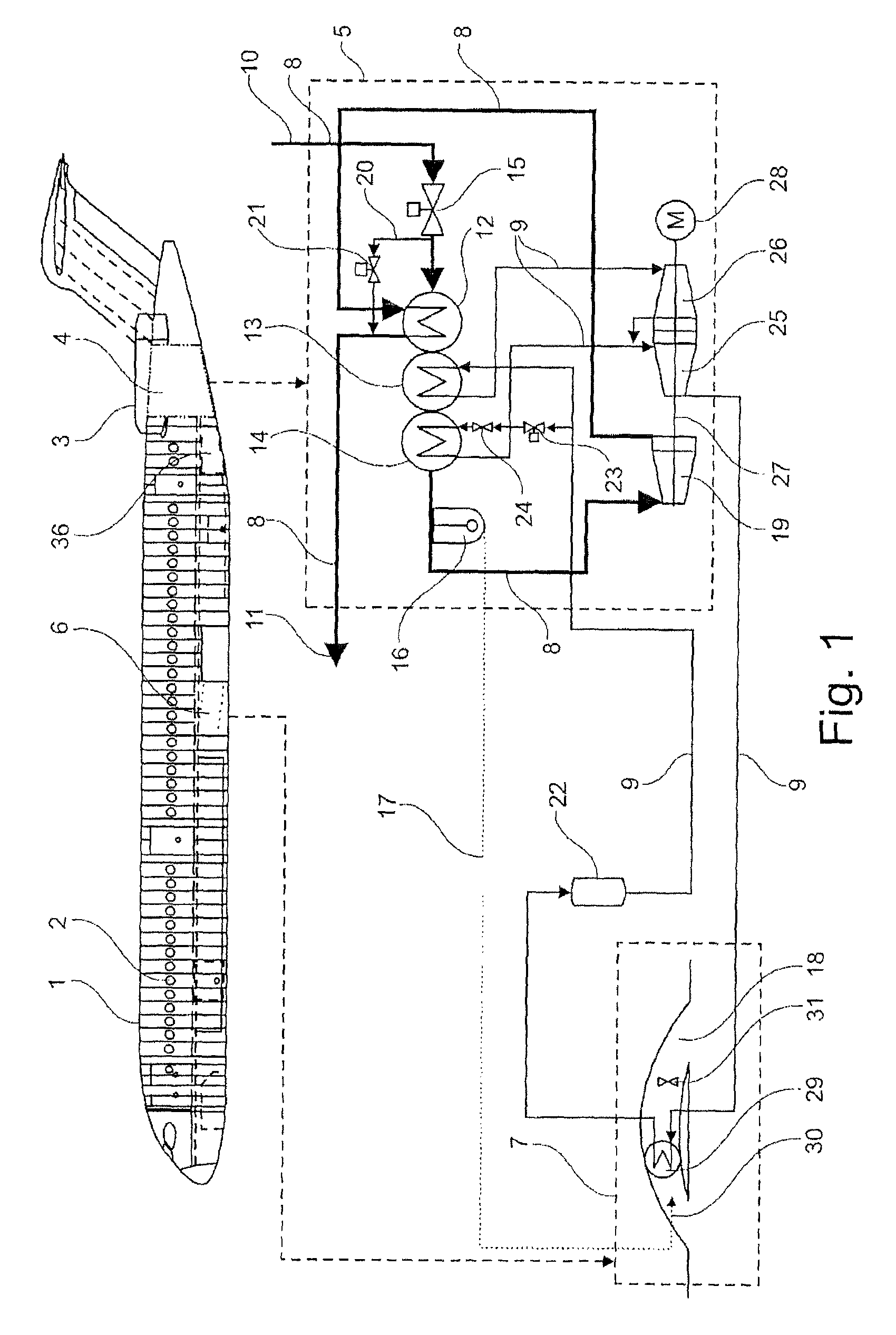 Aircraft air conditioning system comprising a separate refrigeration cycle