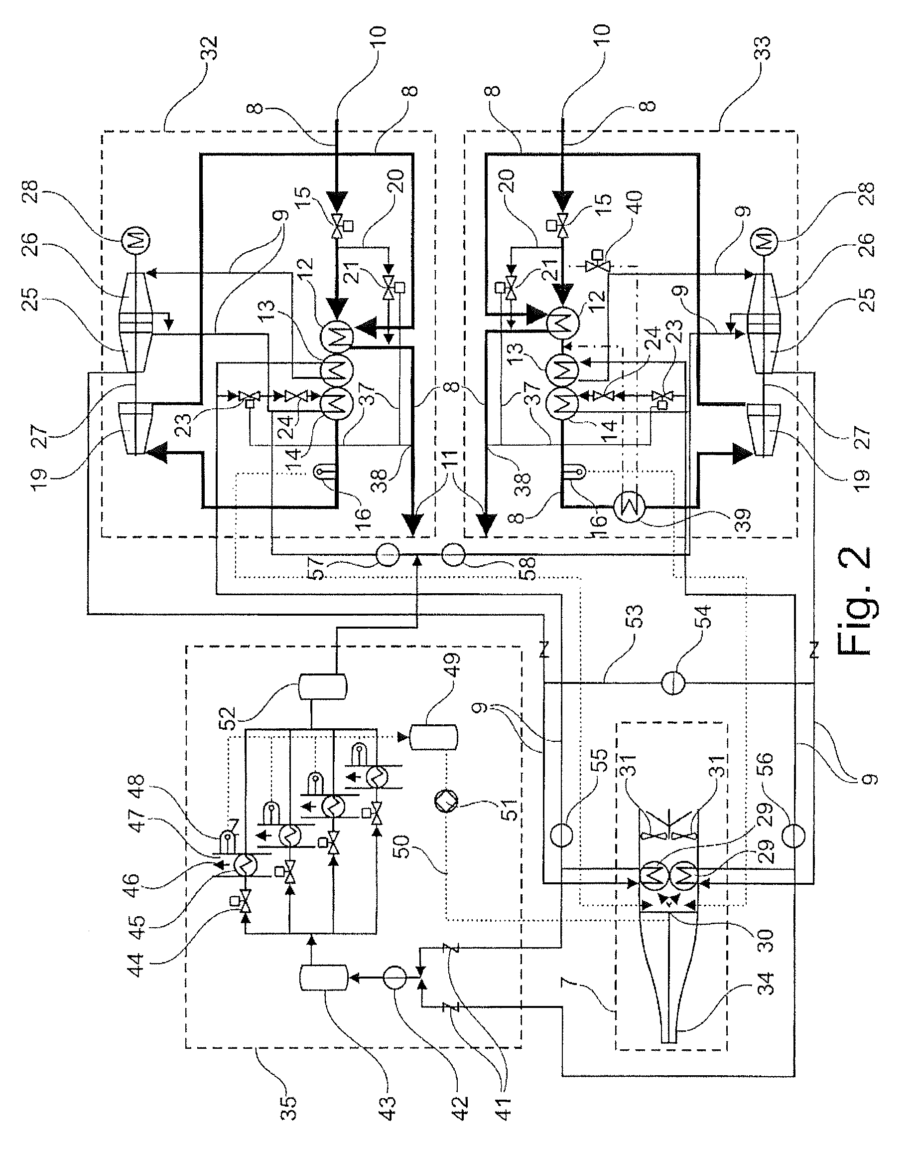 Aircraft air conditioning system comprising a separate refrigeration cycle