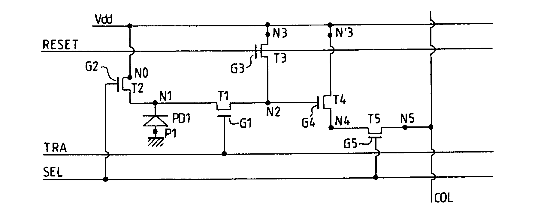 Matrix image recorder with image sensor and a plurality of row conductors