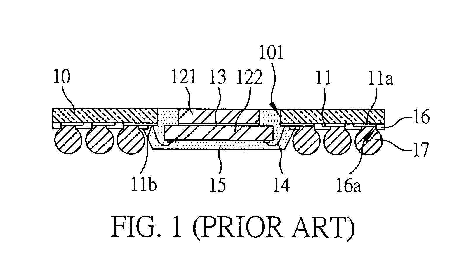 Stack structure with semiconductor chip embedded in carrier