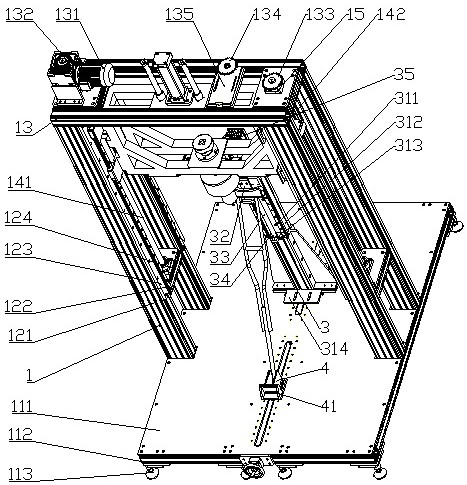 A crutch impact strength testing machine