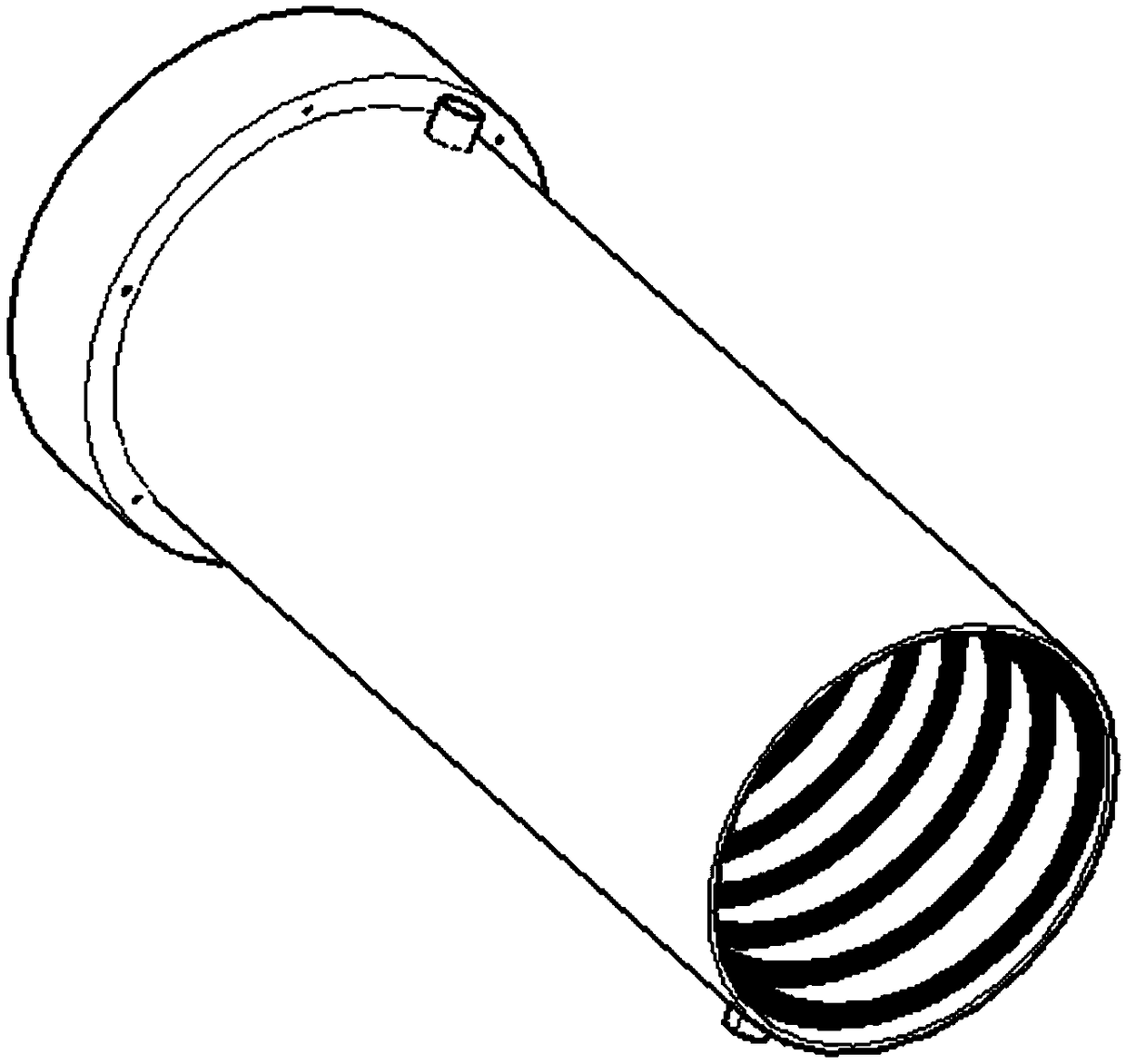 Spiral turbulent-flow blade based emitting device barrel cooling water jacket