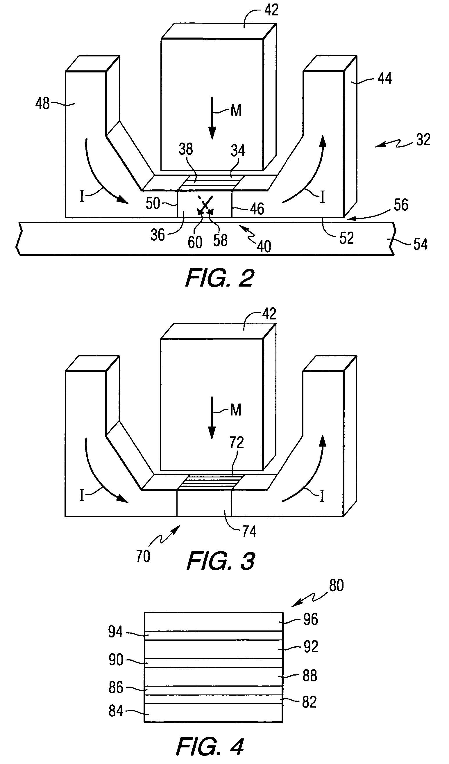 Current-in-plane magnetic sensor including a trilayer structure
