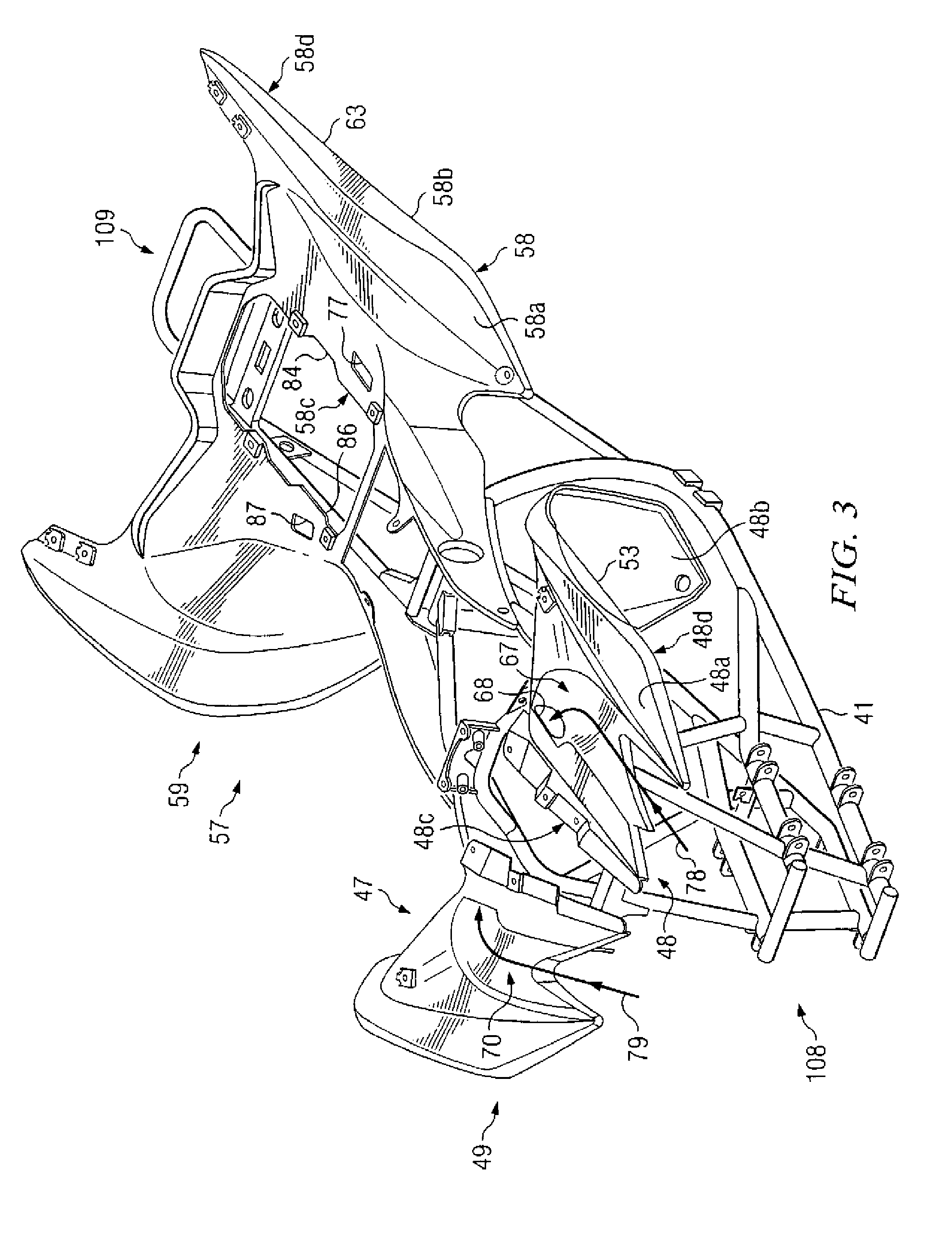 Vehicles having fastener extending into apertures of respective body panels and methods