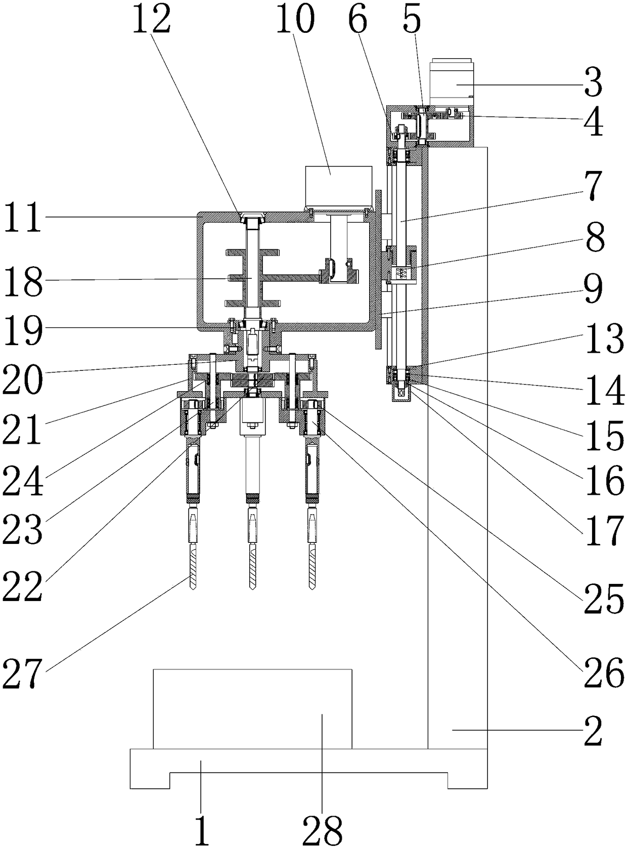 Improved three-axis power tool tower turning and milling composite machine