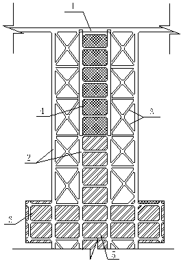 Slanting construction trestle combined with internal supporting system