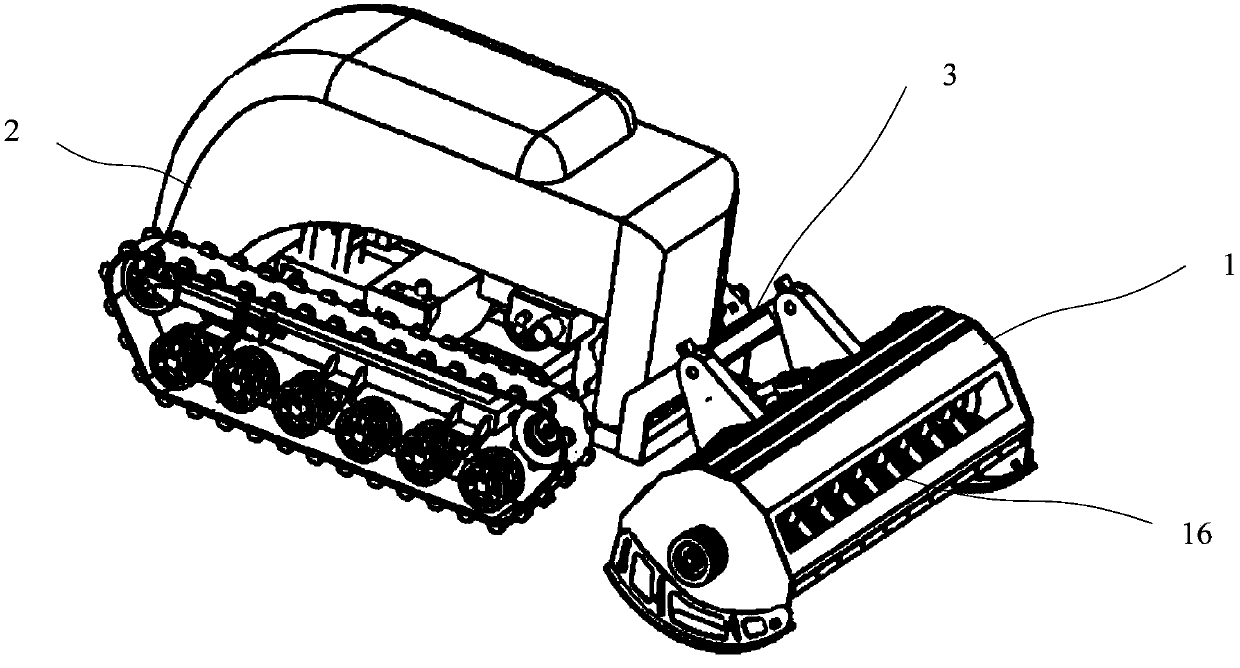 Crawler-type hanging plough lawn mower