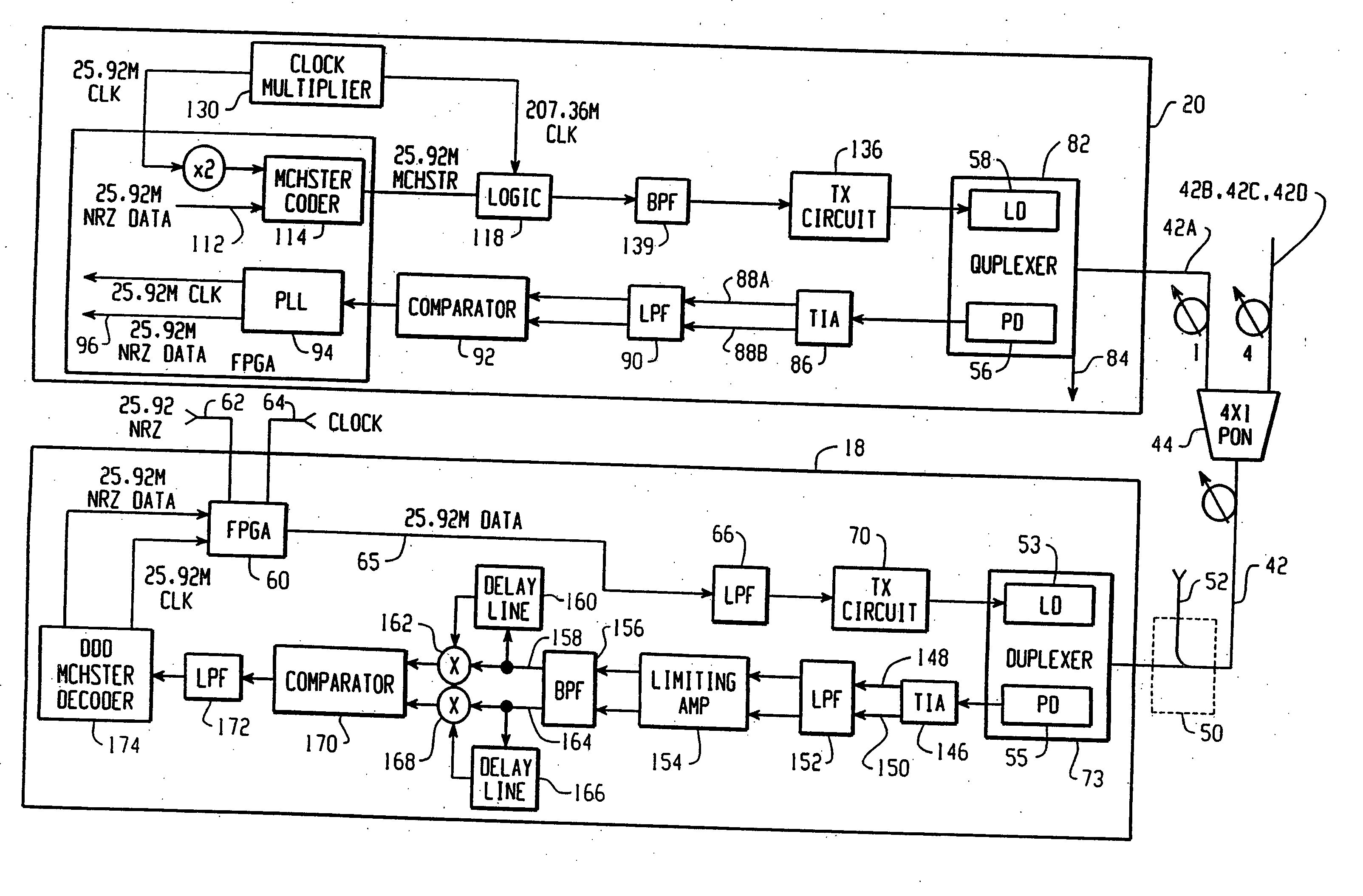 Bidirectional optical communications having quick data recovery without first establishing timing and phase lock