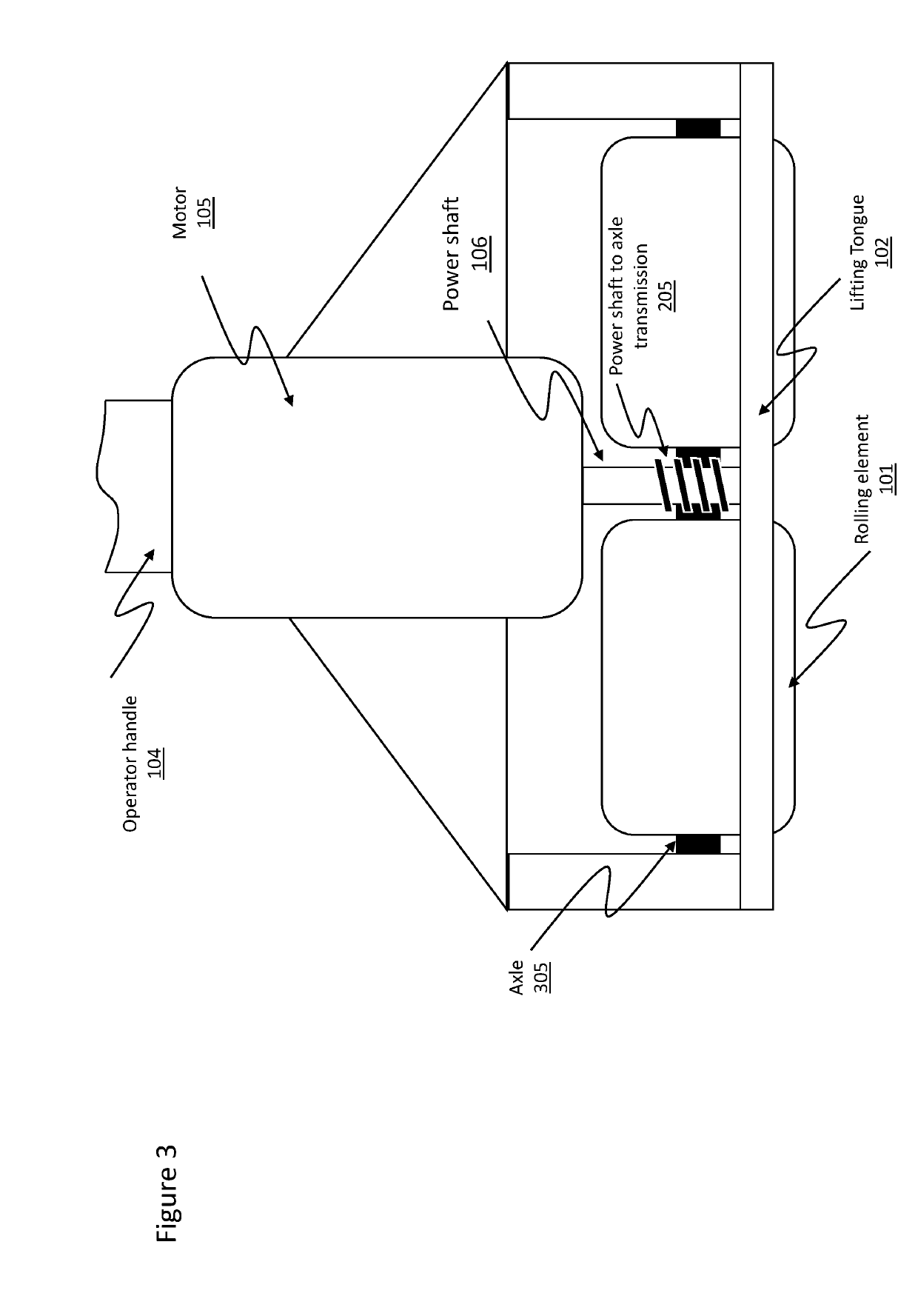 Powered rolling pry bar for repositioning heavy loads