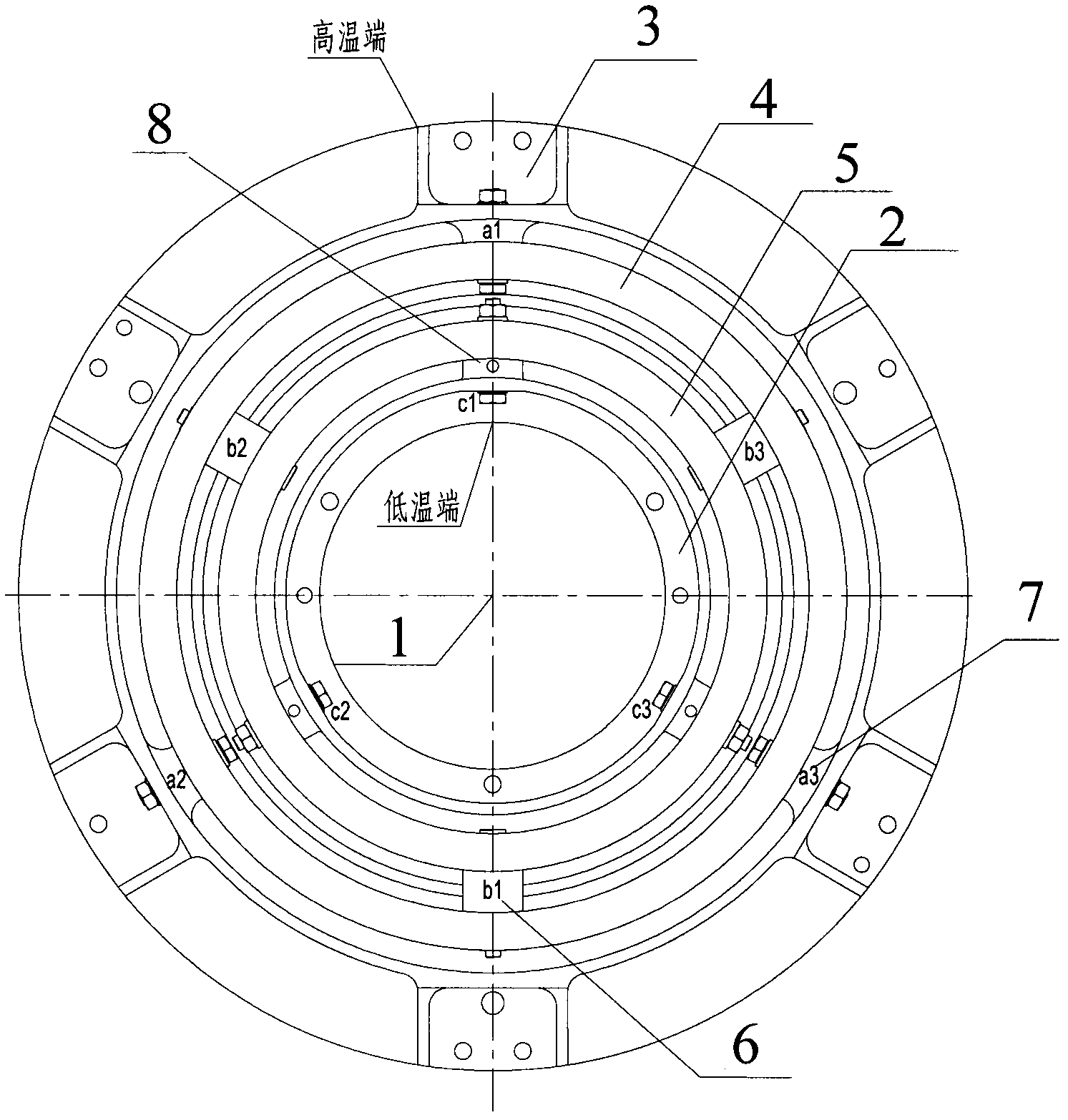 Low temperature optical system support device with high heat insulation efficiency and small thermal stress influence