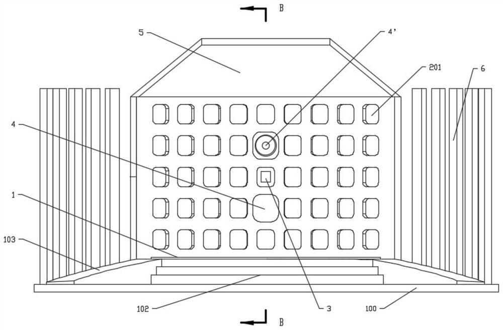 An outdoor stage with directional sound transmission