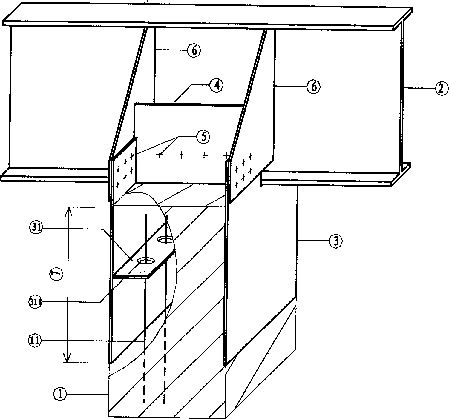 Connecting method for rigid joint of steel girdle and concrete bridge pier