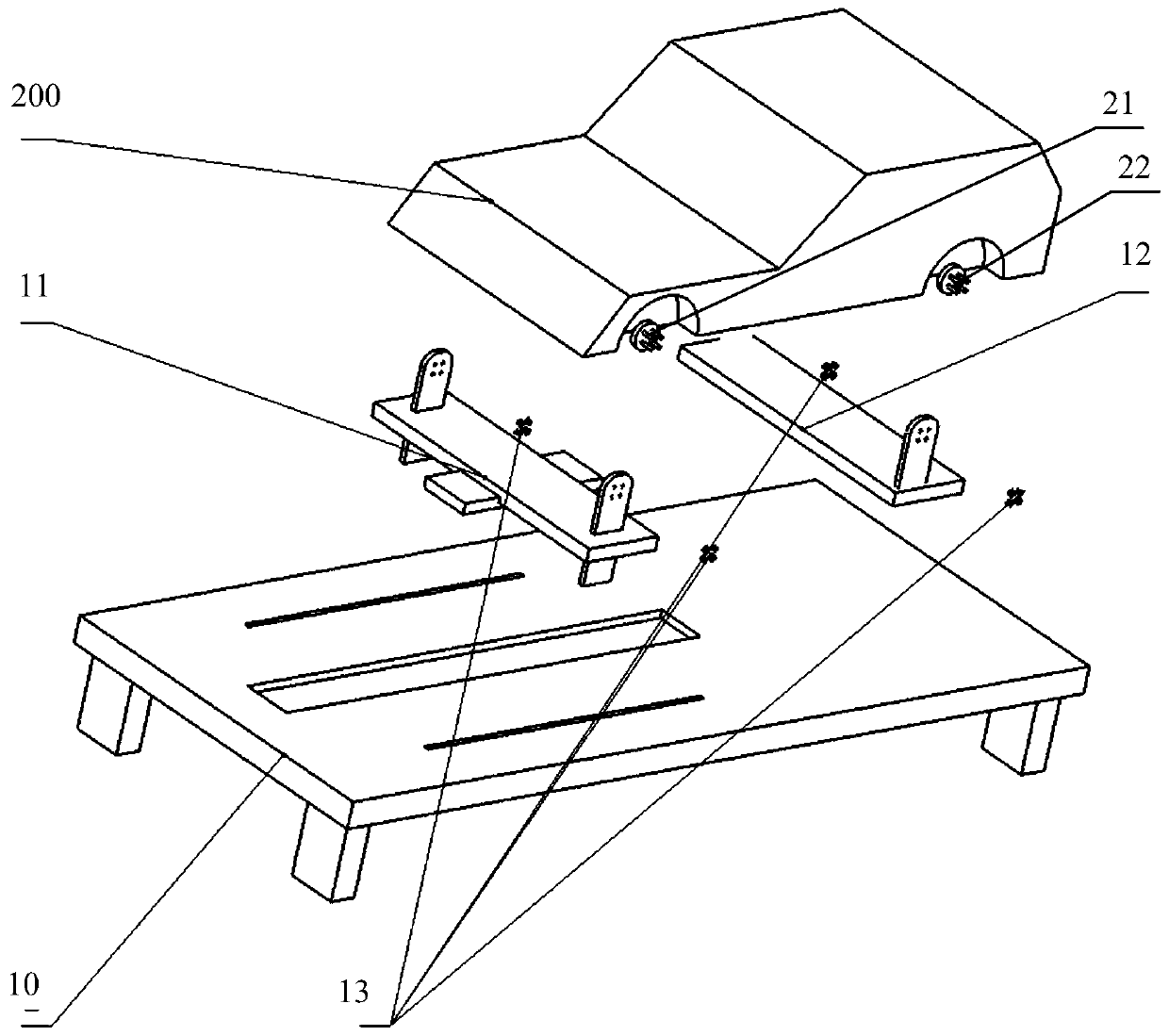 Vehicle mass center measurement tool and measurement method