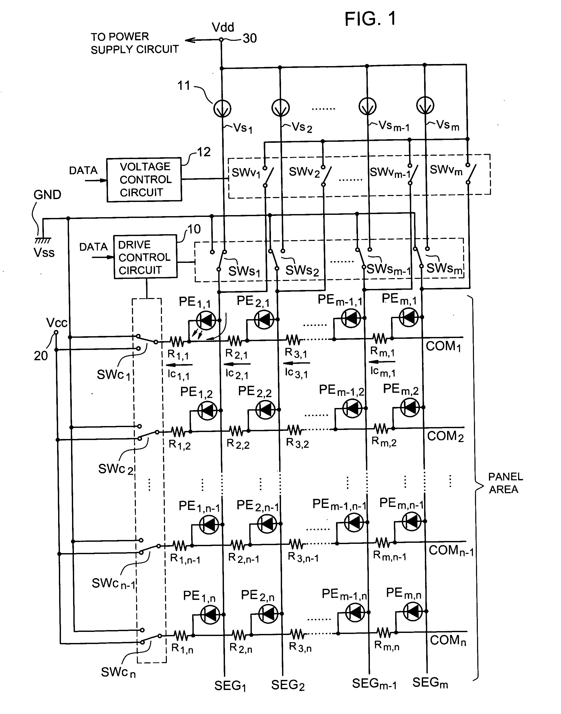 Drive circuit and drive method for panel display device