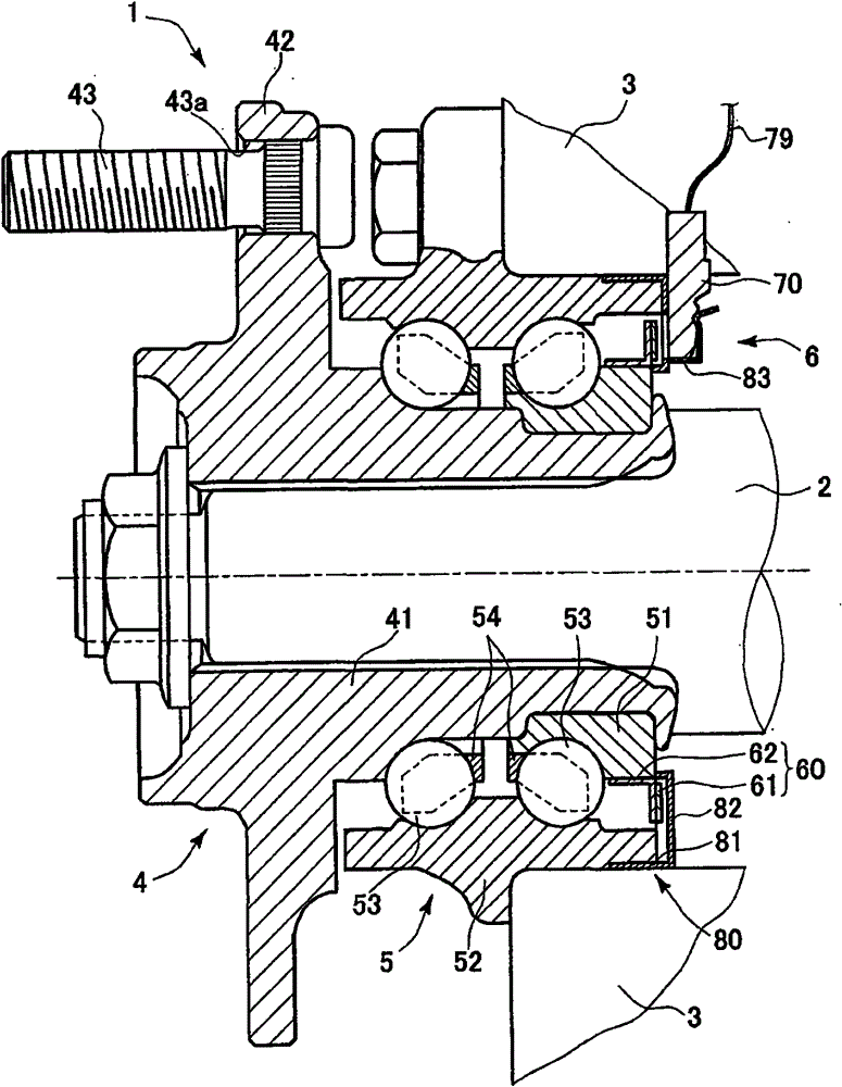 Rotation detection sensor mounting structure and hub unit