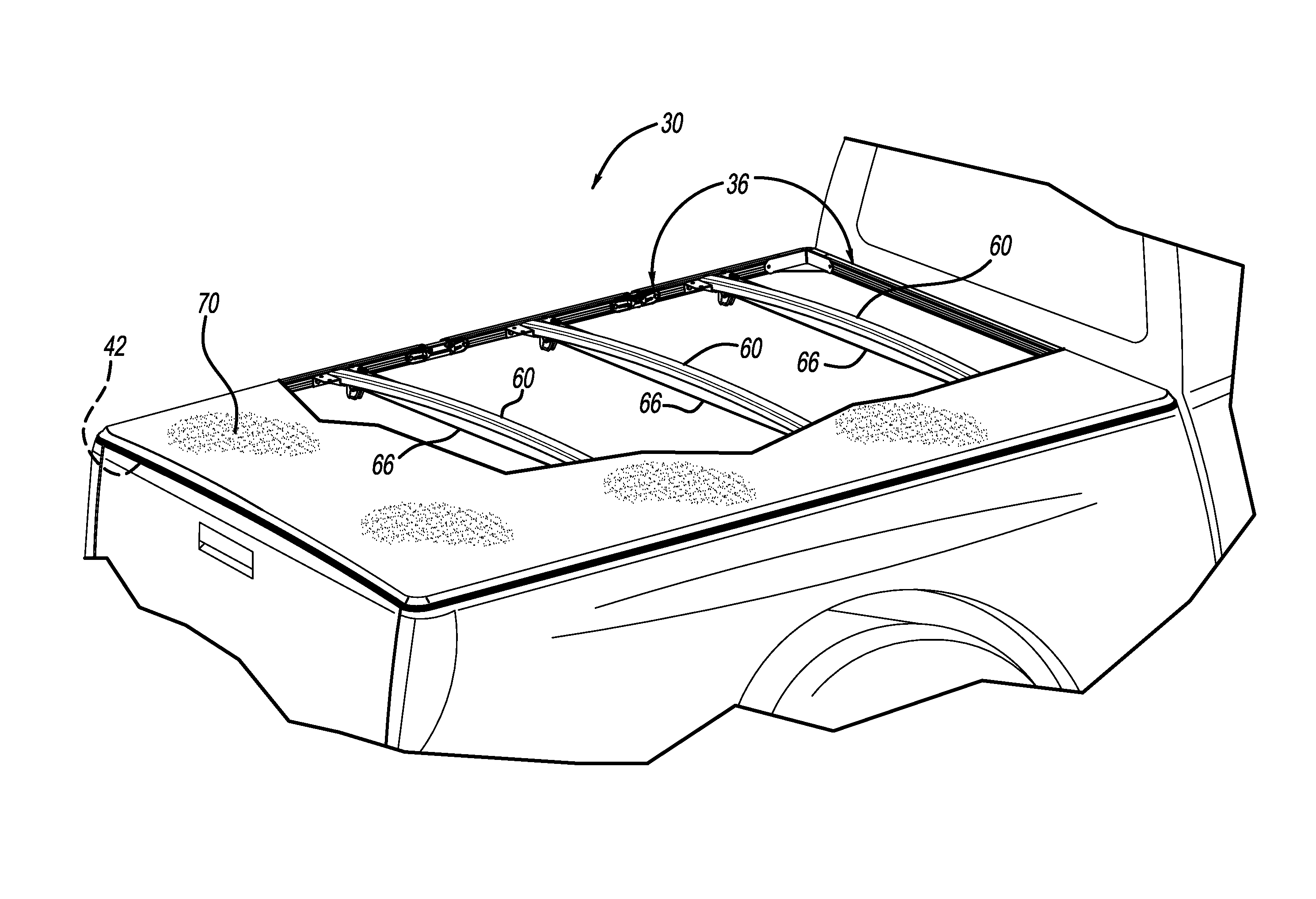 Pickup truck bed tonneau cover support structure and method