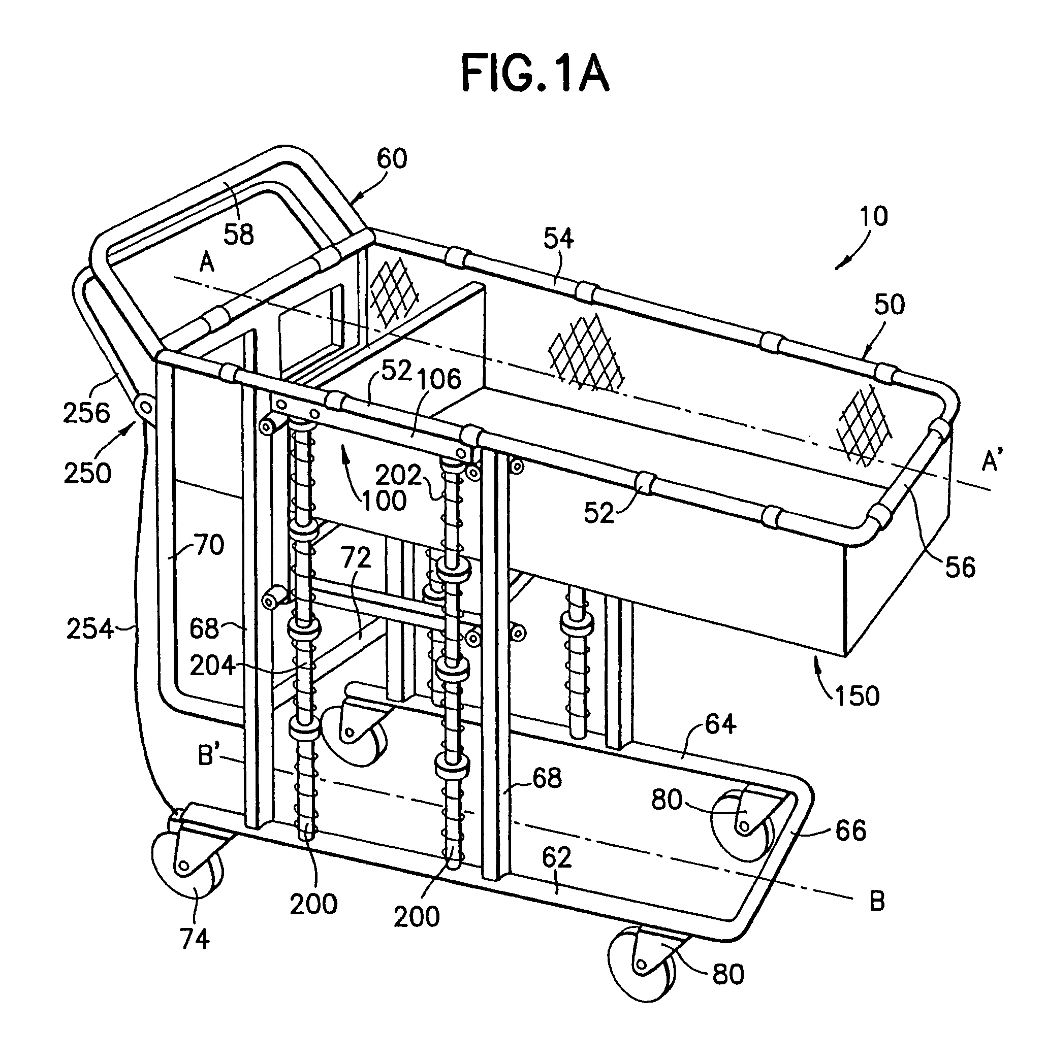 Transportation device having a basket with a movable floor