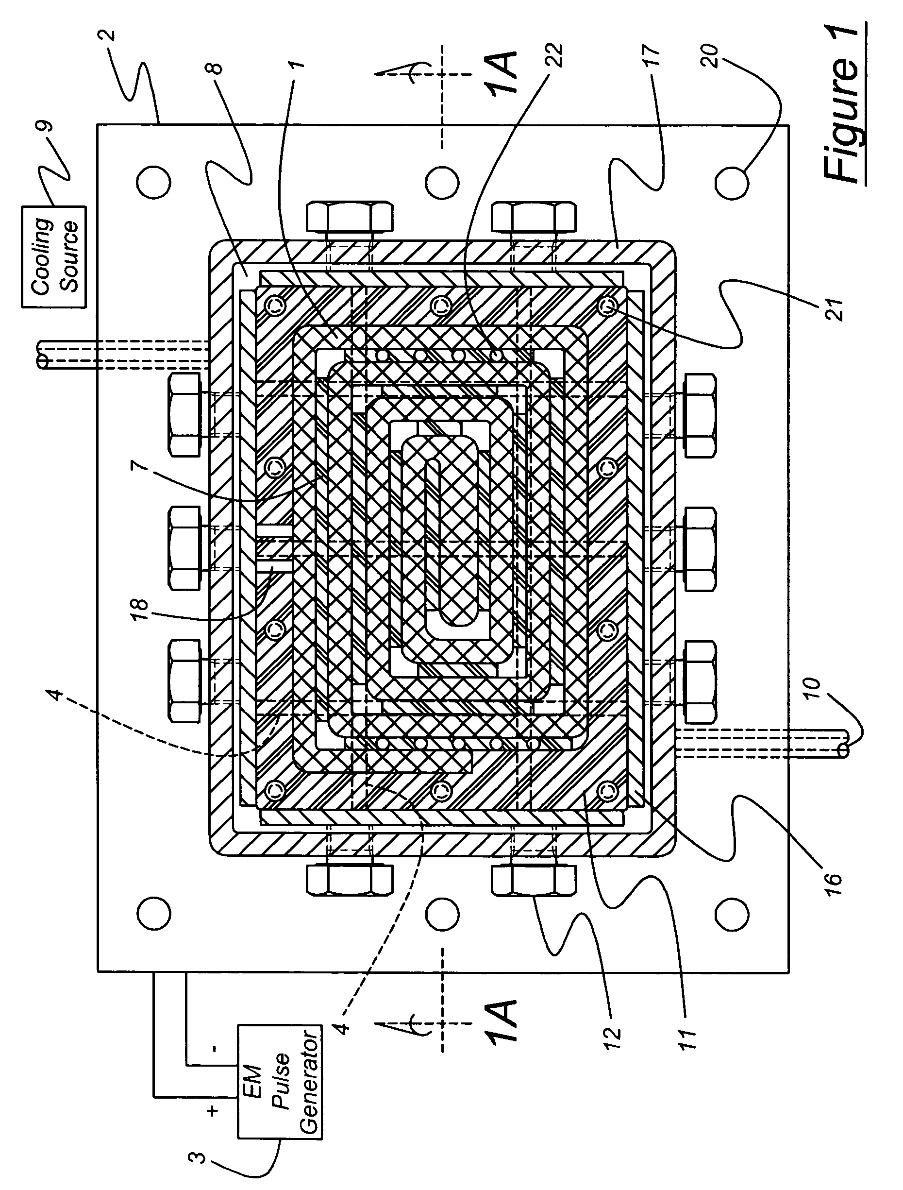 Apparatus for electromagnetic forming with durability and efficiency enhancements