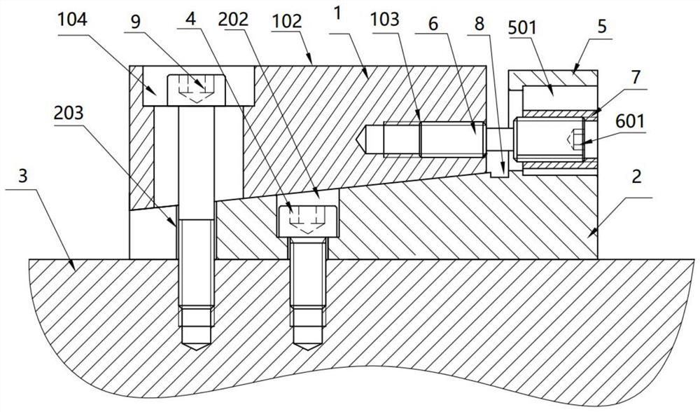 Slope type positioning block adjusting mechanism