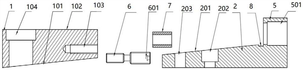 Slope type positioning block adjusting mechanism