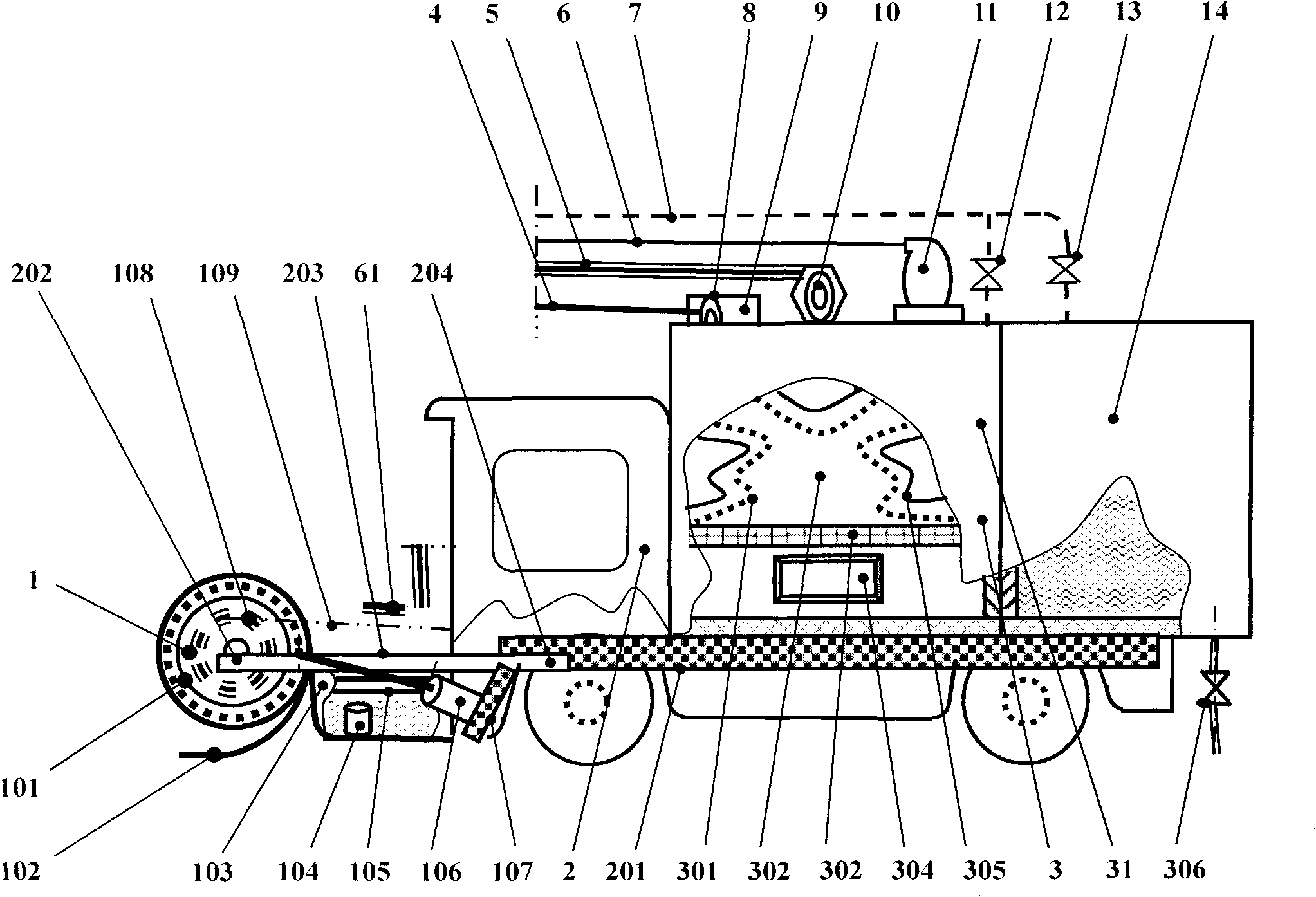 Snow removing and melting machine