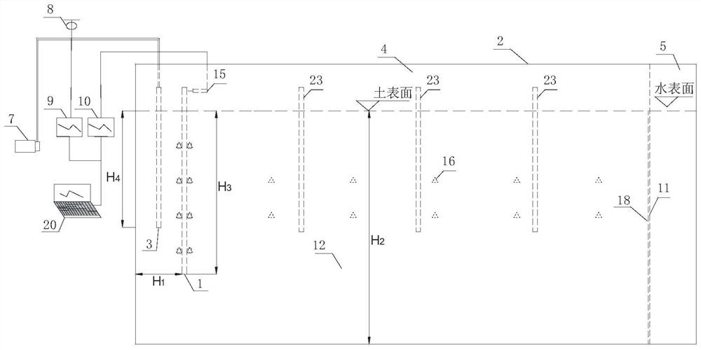 Device for simulating foundation pit dewatering plane seepage and retaining wall deformation and using method