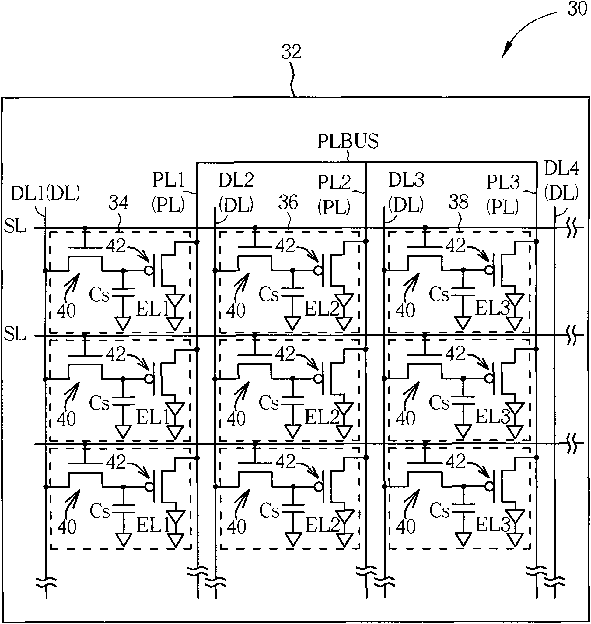 Electroluminescent display panel and pixel structure thereof