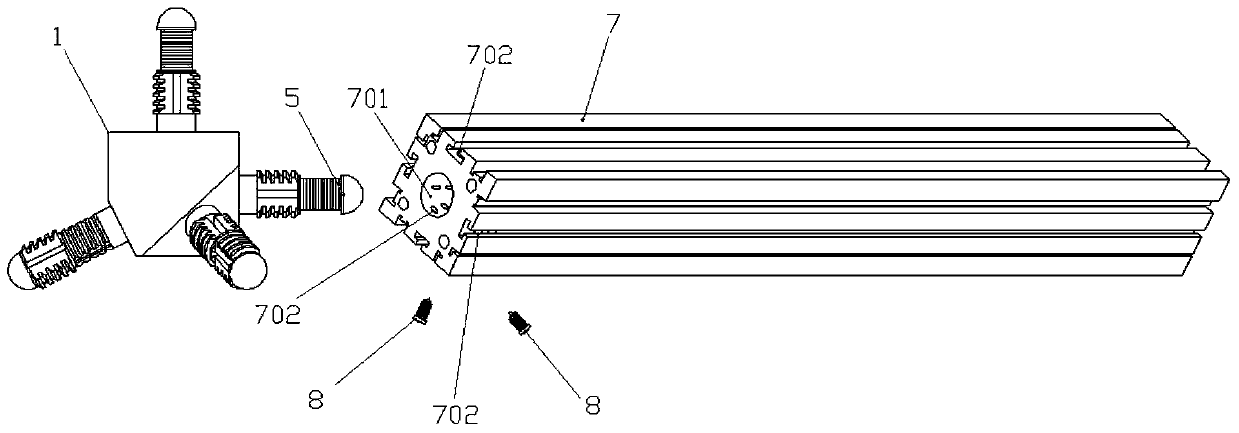 Node structural component for disassembling and assembling of corner plug matched with profiled bar