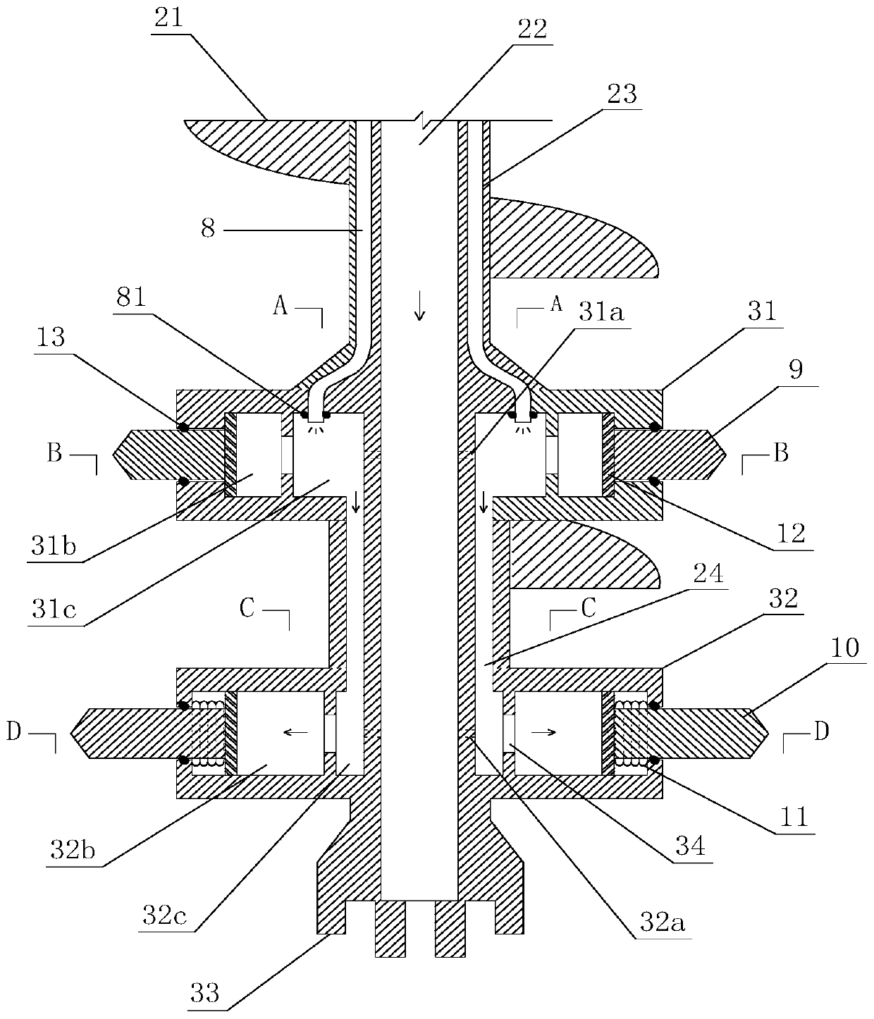 Hydraulic variable-diameter reamer drill bit of long spiral drilling machine and cast-in-place pile construction method