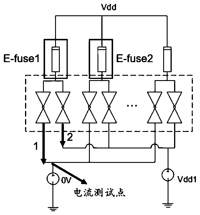 E-fuse fusing characteristic test circuit and method