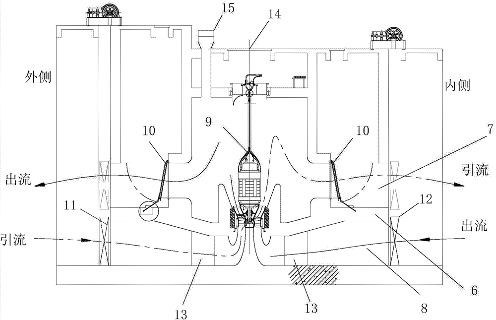 Double-layer bidirectional flow passage system of vertical submersible axial-flow pump