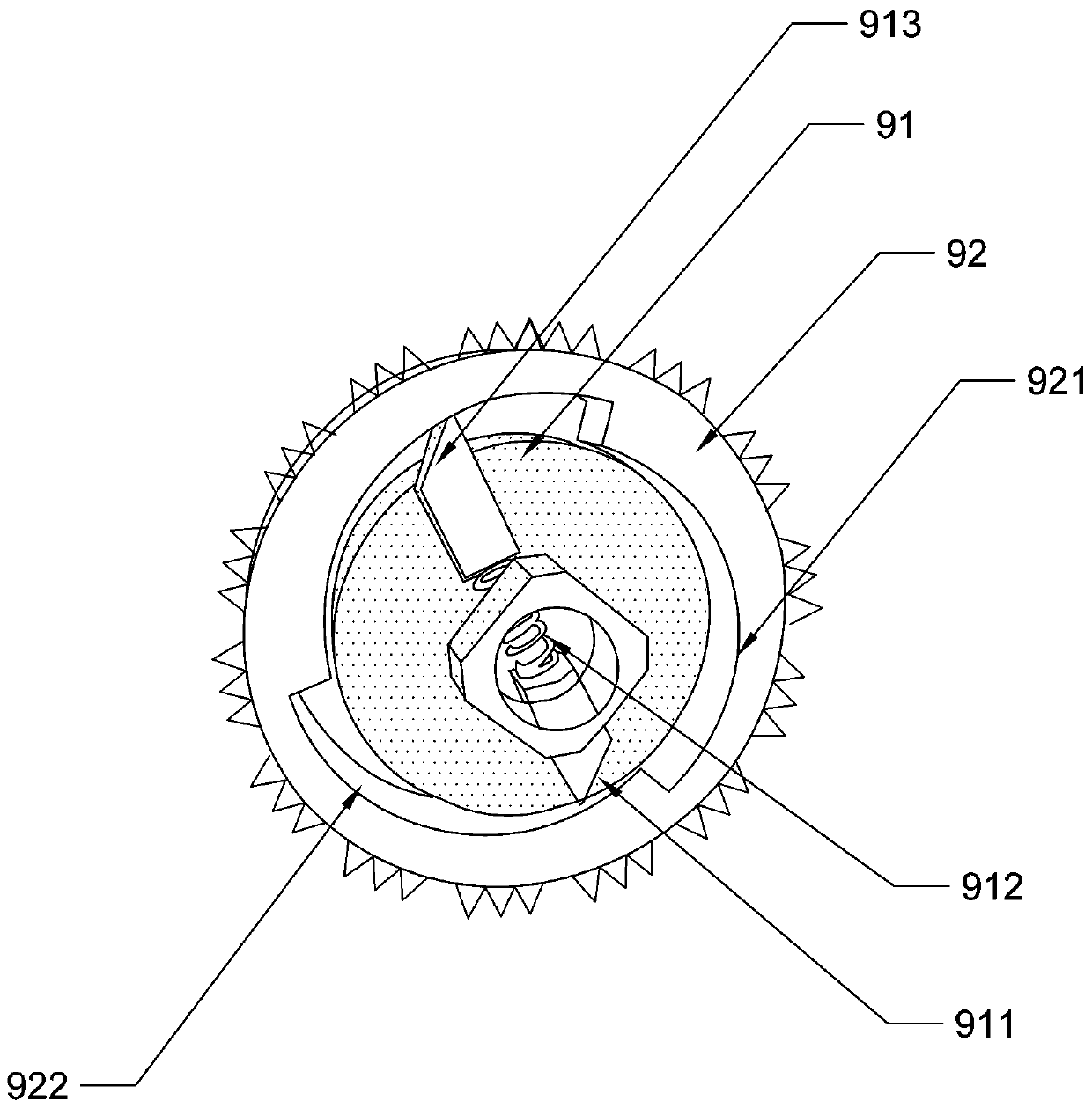 Traction wheel with displacement deviation capable of being reduced