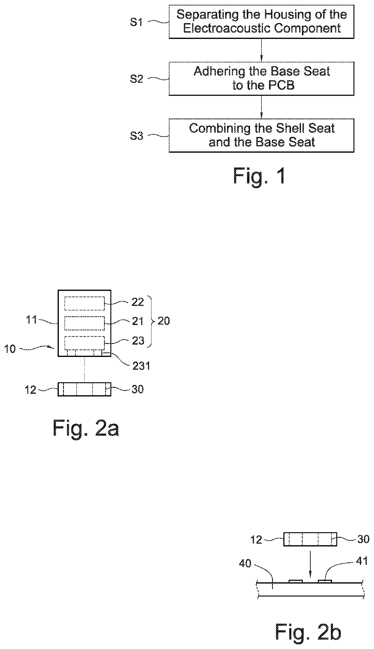 Method for mounting electroacoustic component on PCB and electroacoustic component structure