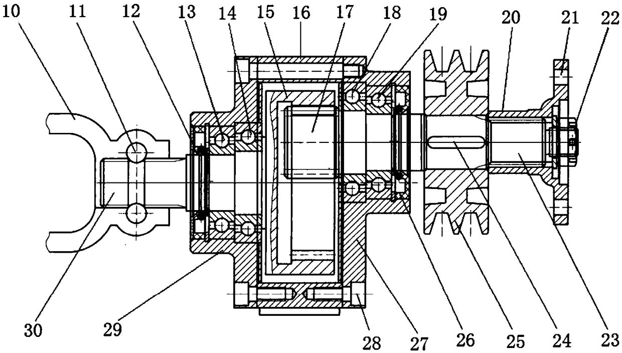 Power output speed reducing device of automobile-tractor integrated machine