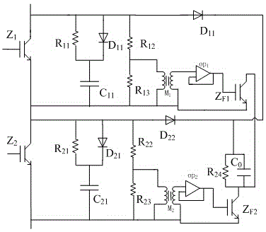 Load-side control IGBT (insulated gate bipolar transistor) series voltage sharing circuit